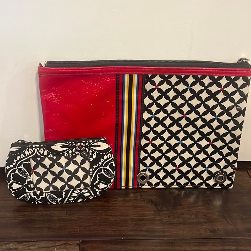 Vera Bradley 3 Ring Binder Pencil Case and Mini ID Wallet.